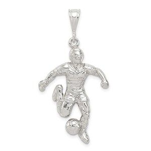 925 Sterling Silver Sports Theme Unisex Soccer Player Charm Pendant